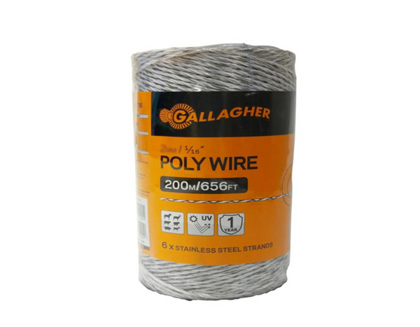 Gallagher Electric Fence Poly Tape, Ultra White 656 Ft Roll, 5 Stainless  Steel Rust Resistant Strands, Suitable for Portable & Semi Permanent Electric  Fences